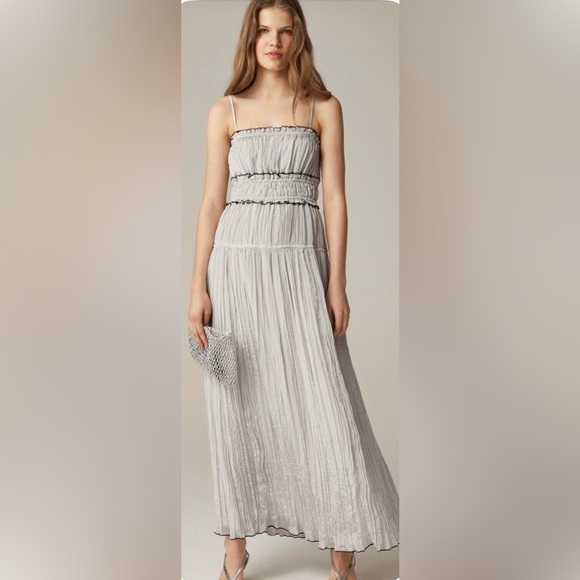 J. Crew Crinkled Ruffle Trim Dress - Picture 2 of 9